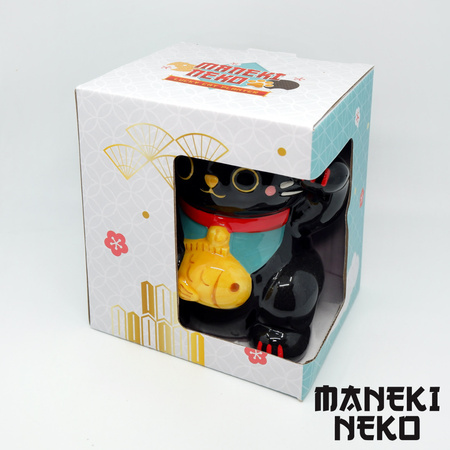 Maneki Neko Kot Szczęścia Kwietnik ceramiczny czarny