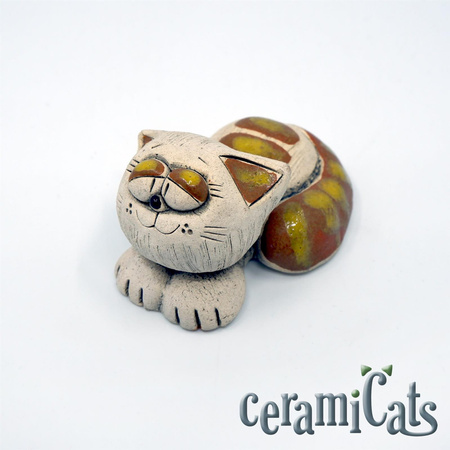 Figurka Leżący Kotek CeramiCats brązowy