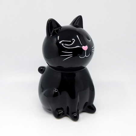 Skarbonka ceramiczna czarny kot